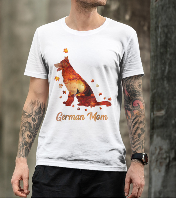 German Shepherd Mom Autumn Scene T-Shirt
