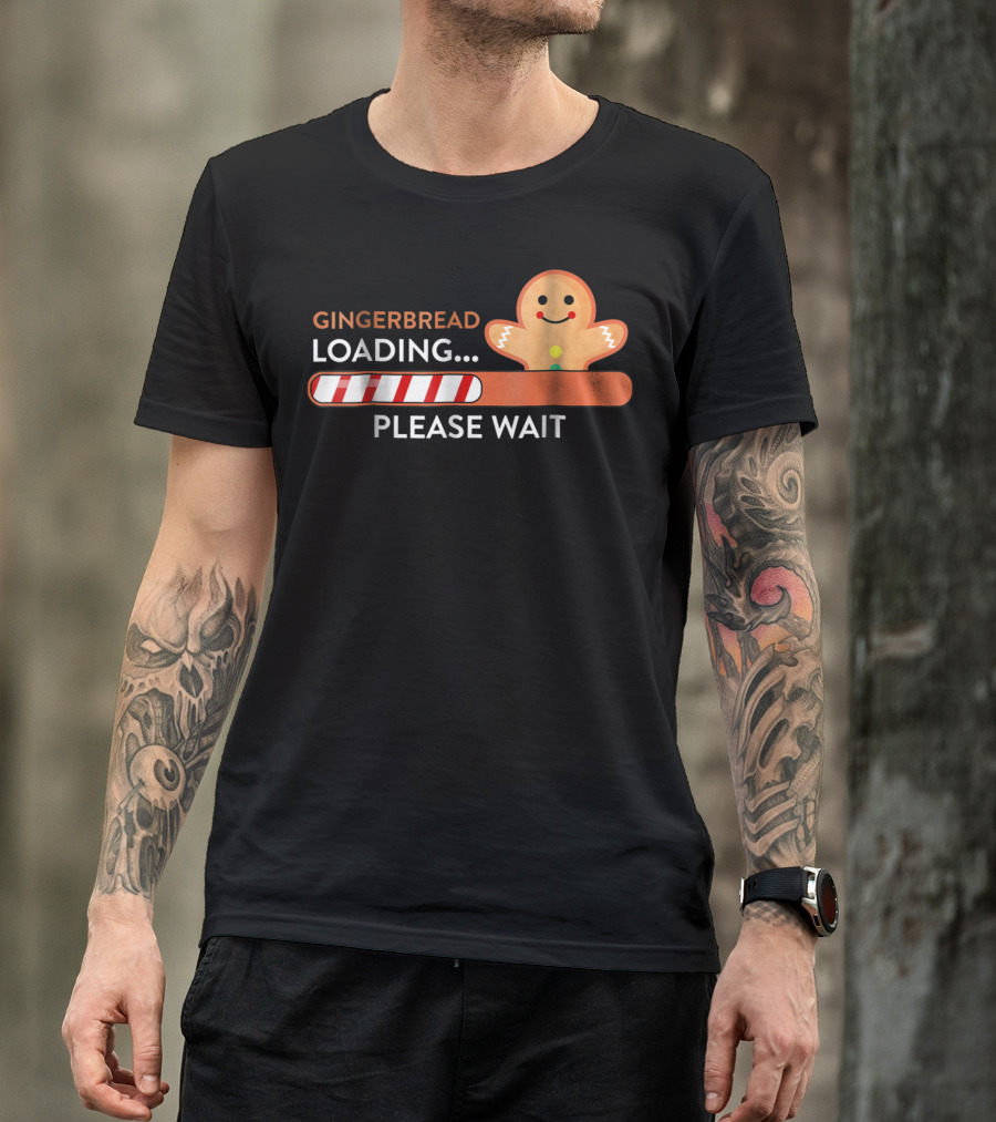 Gingerbread Loading Please Wait Funny Pregnant Expecting Announcement T-Shirt