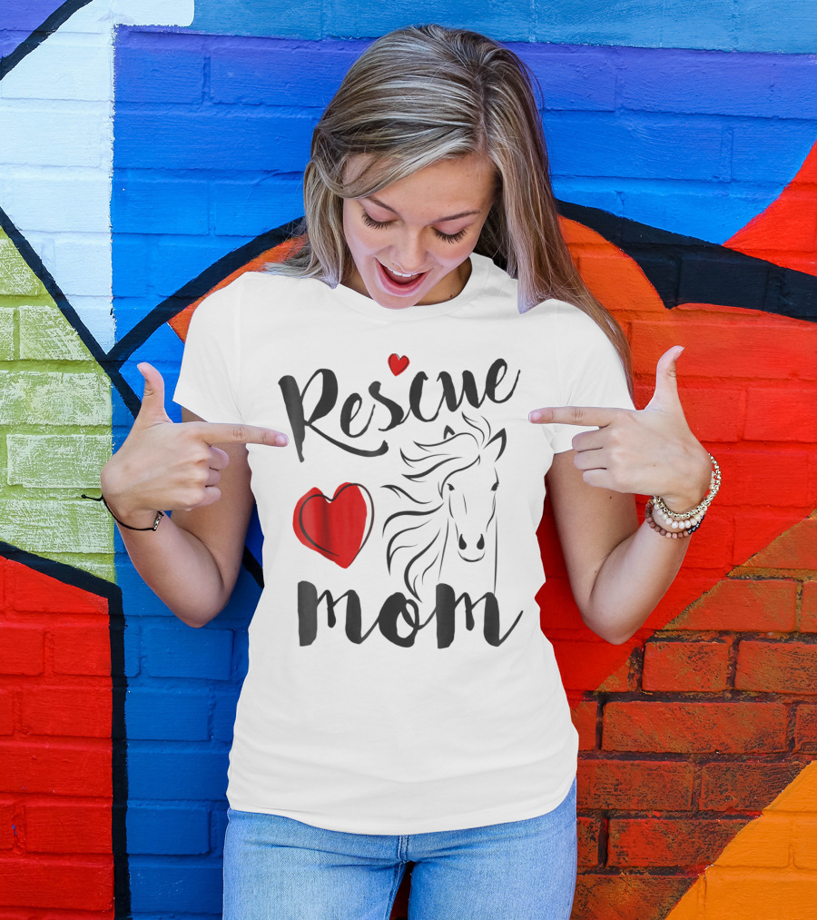 Rescue Mom Heart Horse T-Shirt