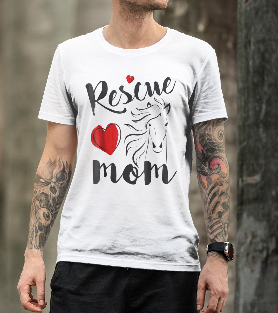 Rescue Mom Heart Horse T-Shirt