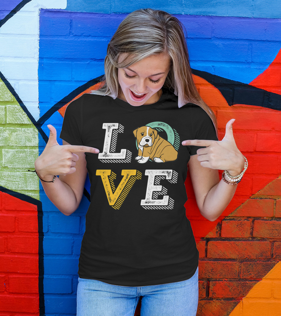 LOVE Bulldog Puppy For Dog Mom And Dad Pet Owner T-Shirt