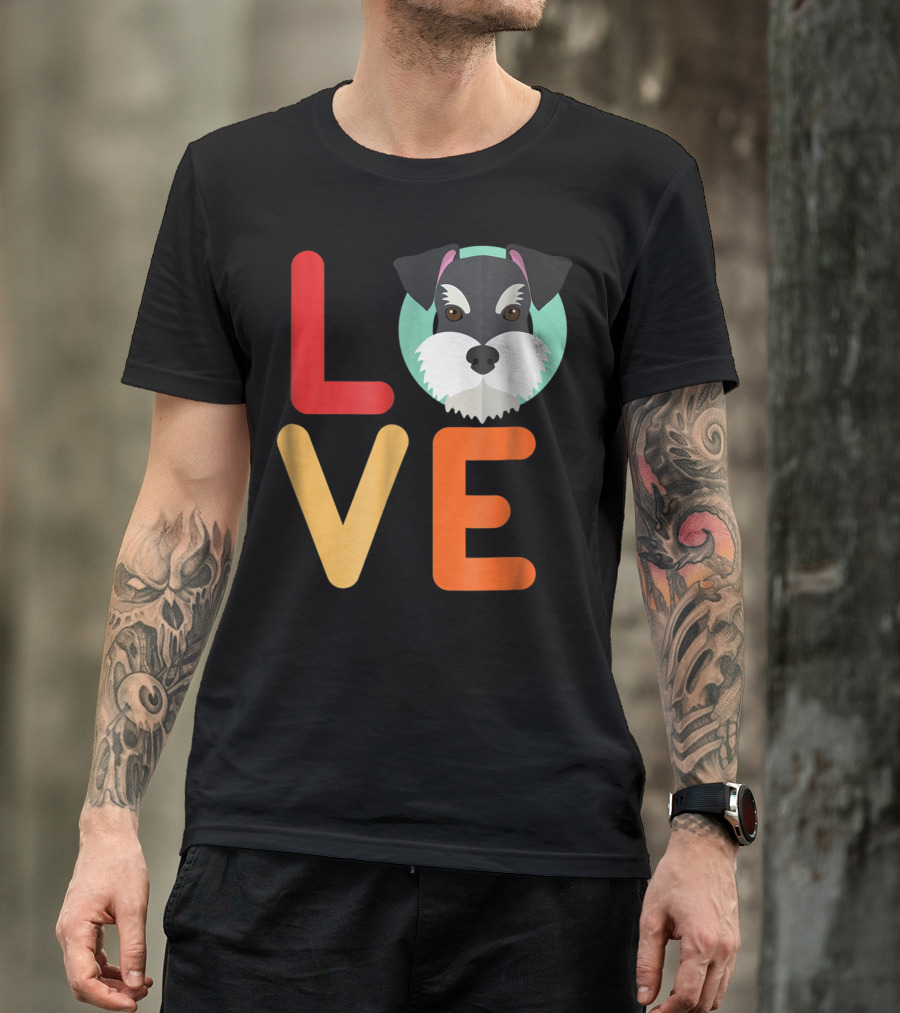 Love Miniature Schnauzer Dog And Puppy For Dog T-Shirt