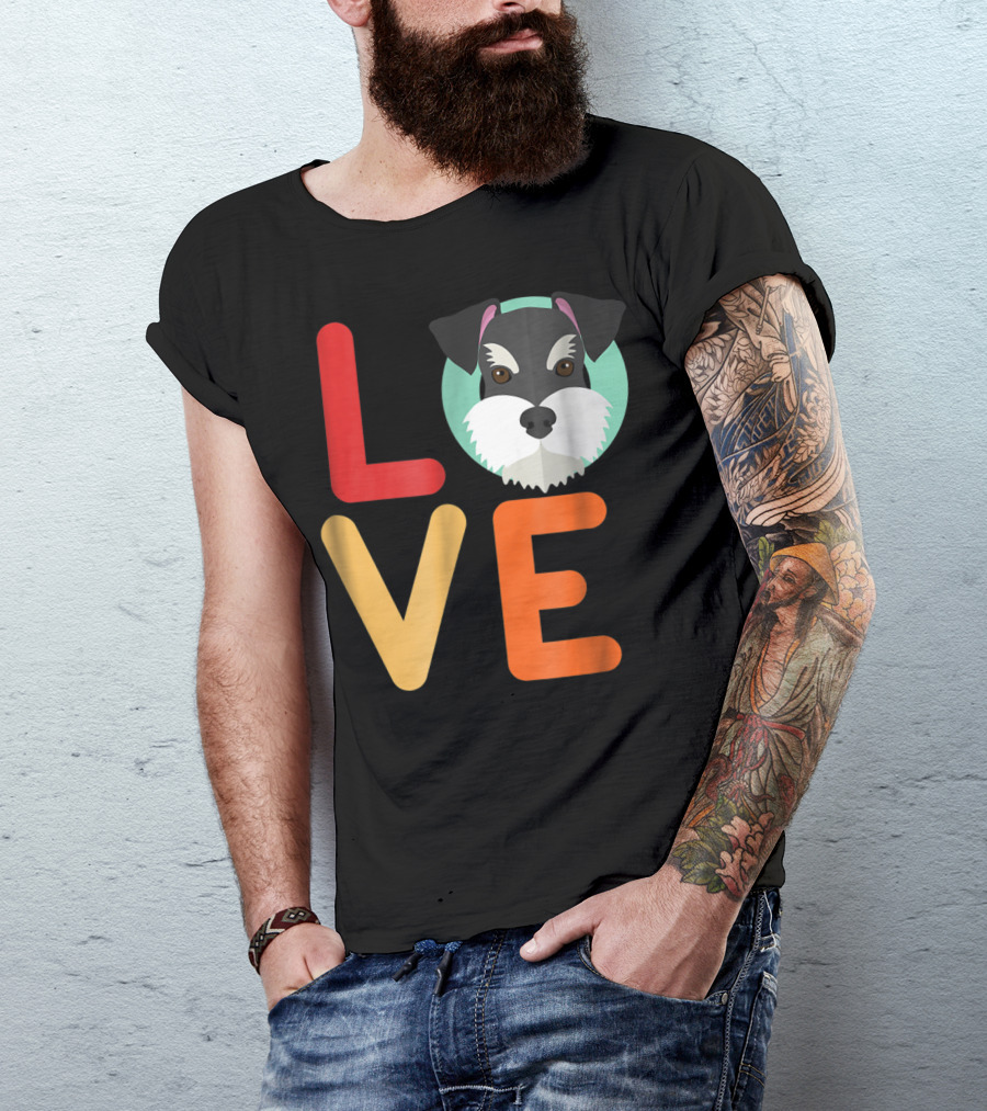 Love Miniature Schnauzer Dog And Puppy For Dog T-Shirt