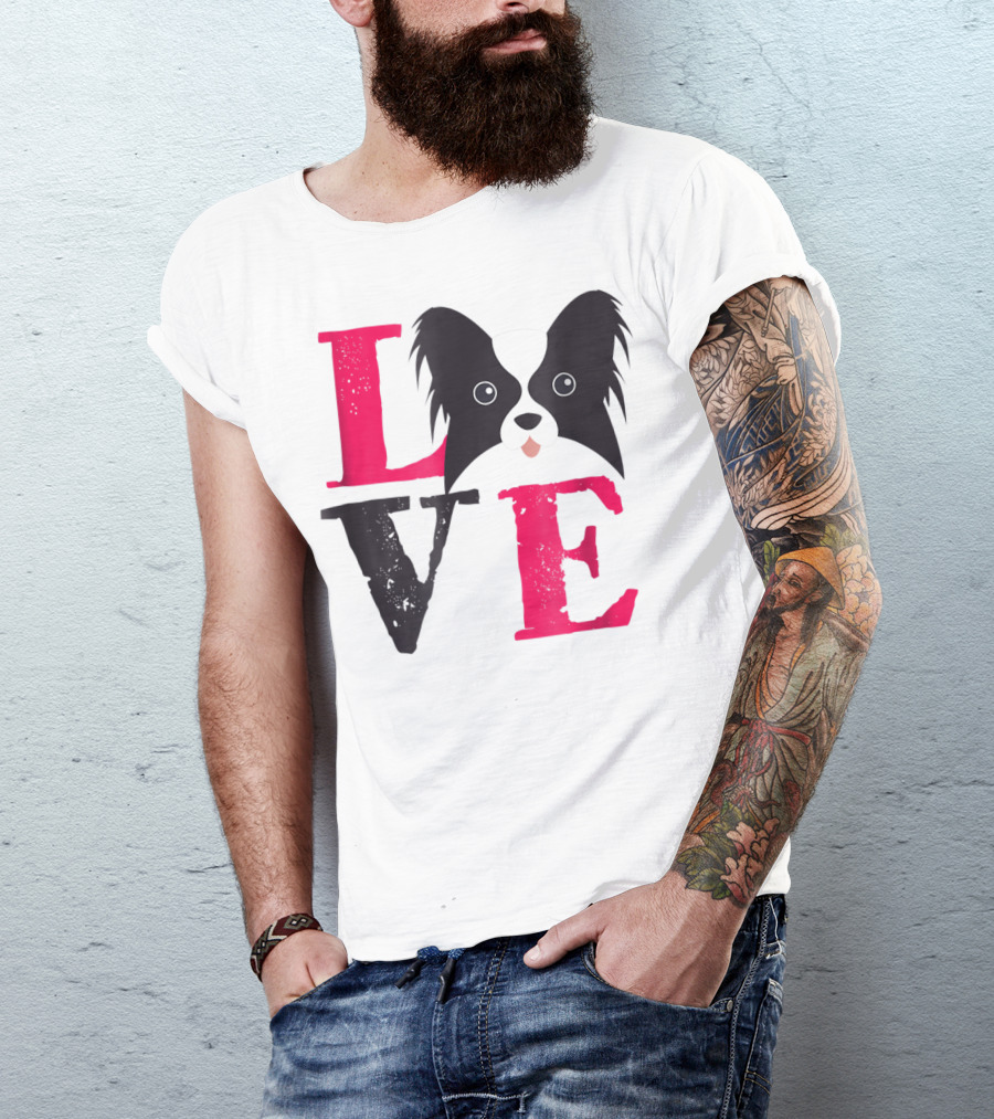 LOVE Papillon Puppy Mom Dad 13 T-Shirt