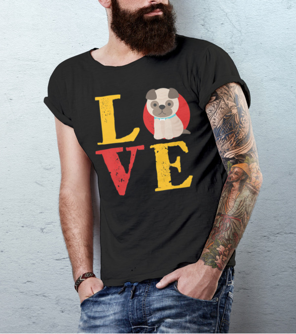 Love Pug Dog Animal Lover Puppies Mom And Dad19 T-Shirt