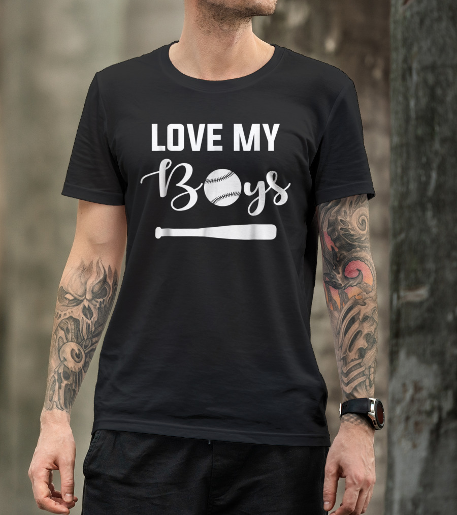 Love My Boys Baseball Bat Ball Design Women's Unique T-Shirt