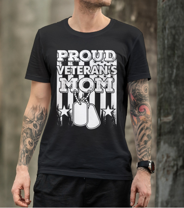 Proud Veteran's Mom Military Dog Tags T-Shirt