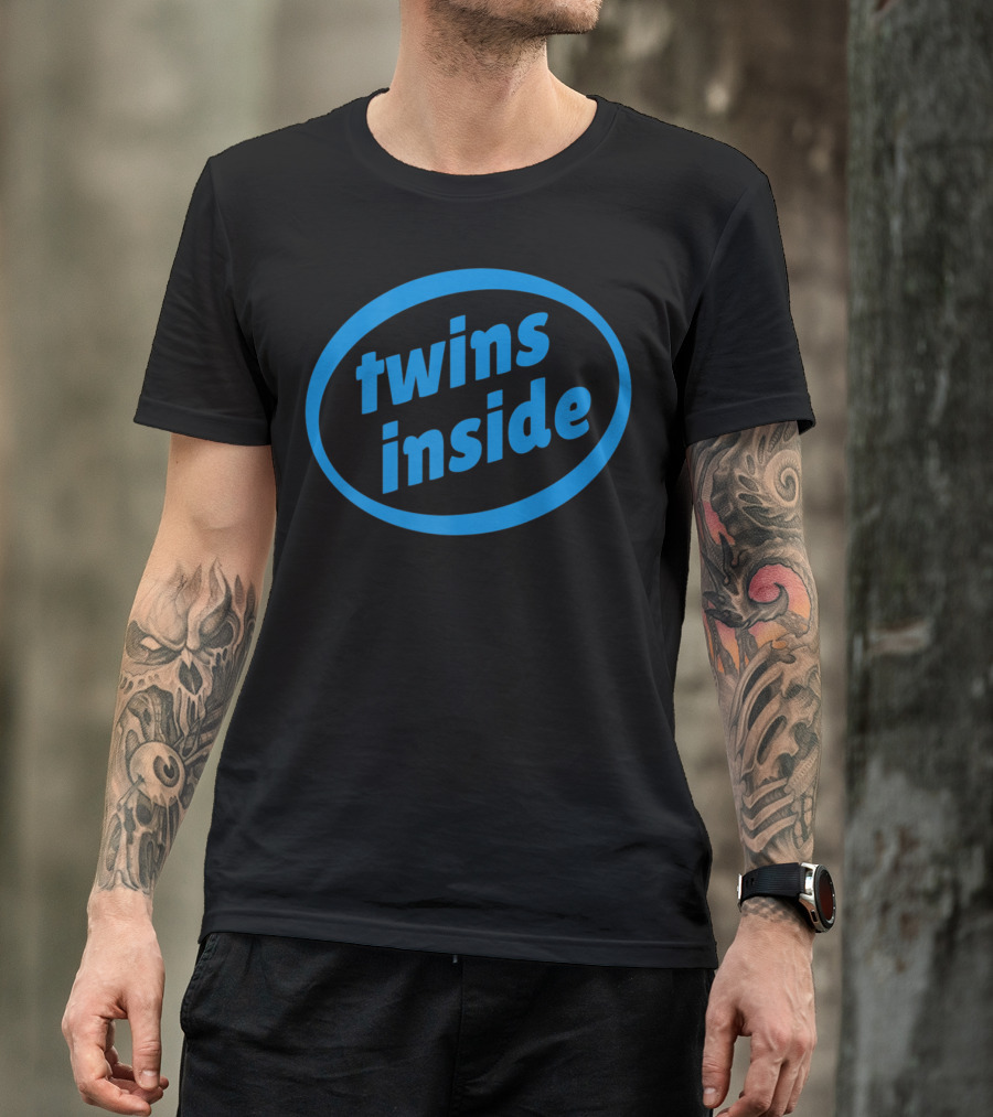 Twins Inside Logo Parody Expecting Pregnancy Announcement T-Shirt