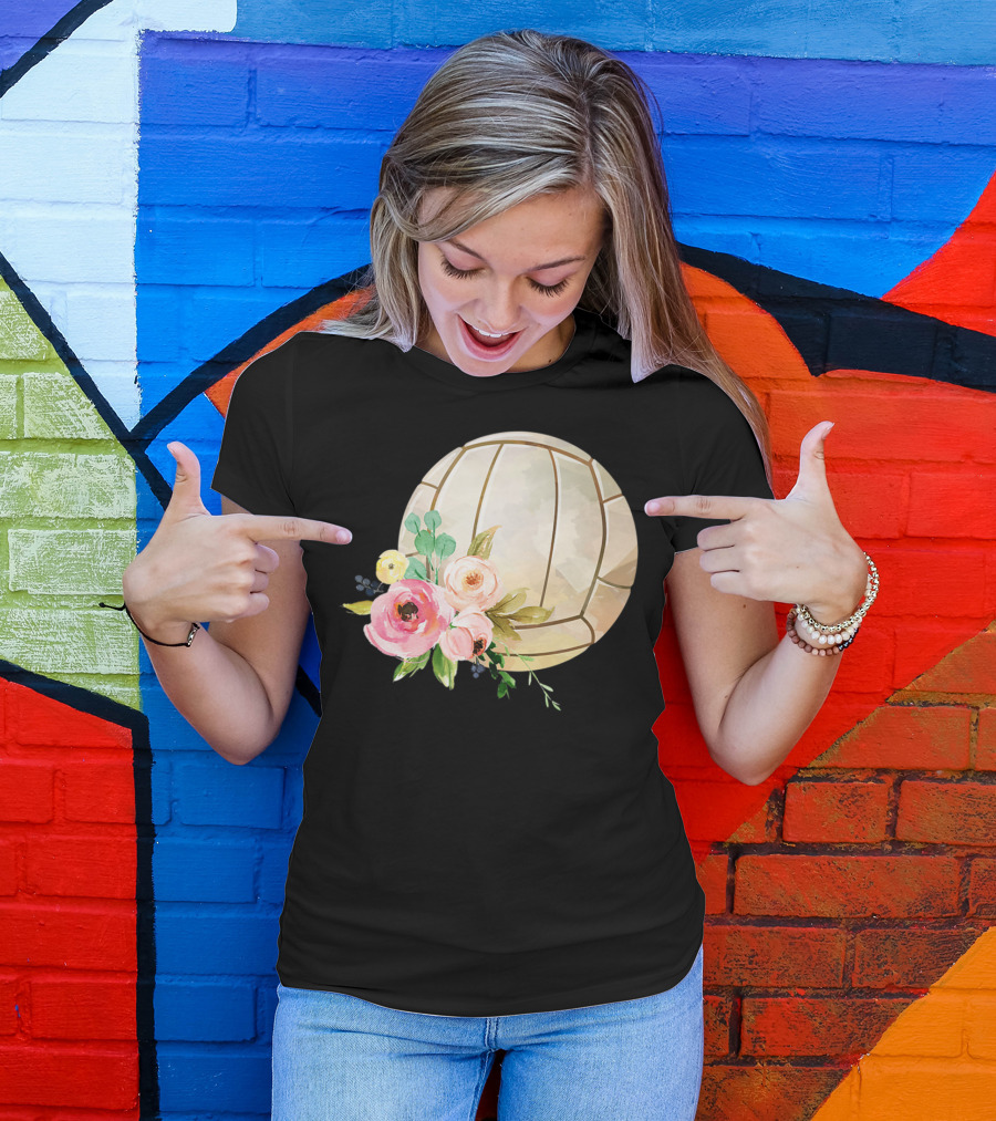 Watercolor Boho Floral Volleyball Patchwork T-Shirt