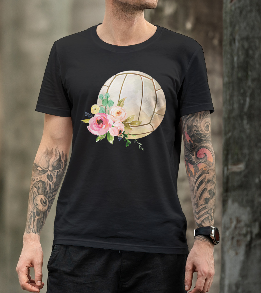 Watercolor Boho Floral Volleyball Patchwork T-Shirt