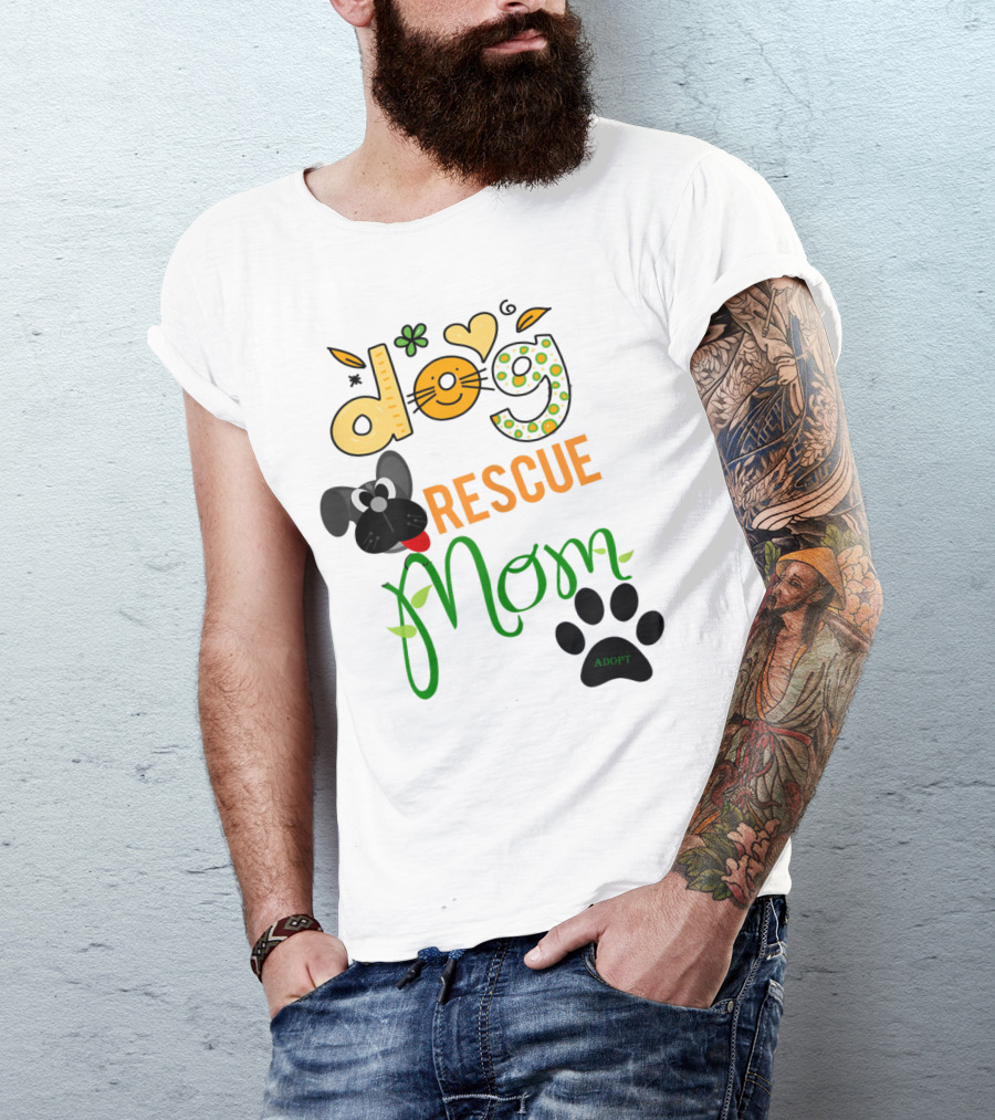 Best Dog Rescue Mom Ever Adopt Paw Prints T-Shirt
