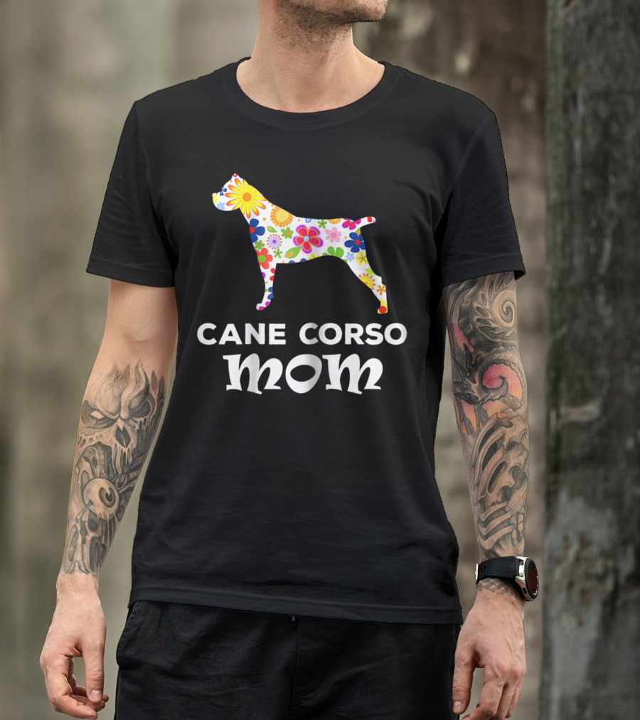 Cane Corso Mom Floral Dog T-Shirt