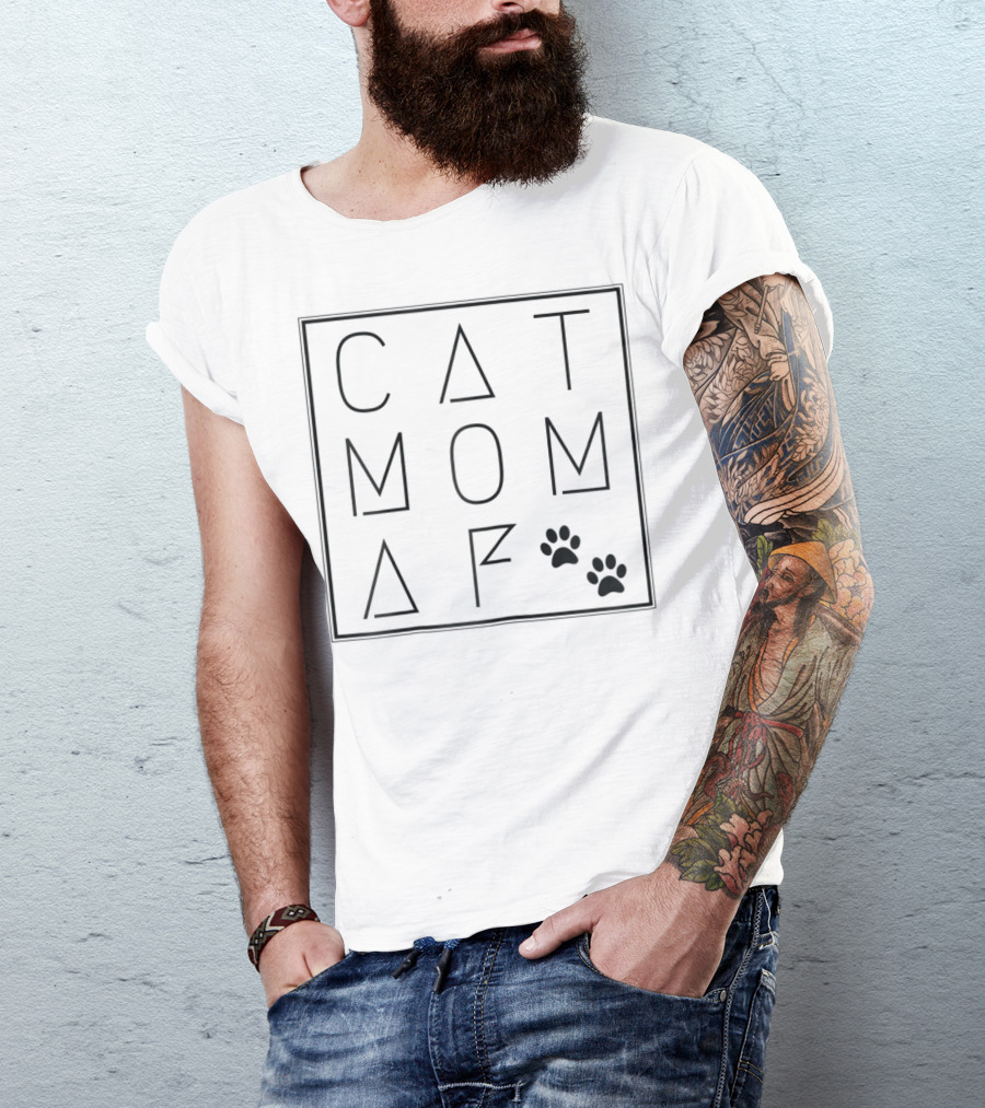 Cat Mom AF Paws Stylish Geometric T-Shirt