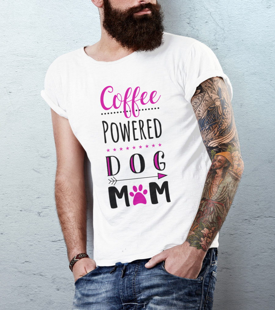 Coffee Powered Dog Mom Paw Print Arrow Stars T-Shirt
