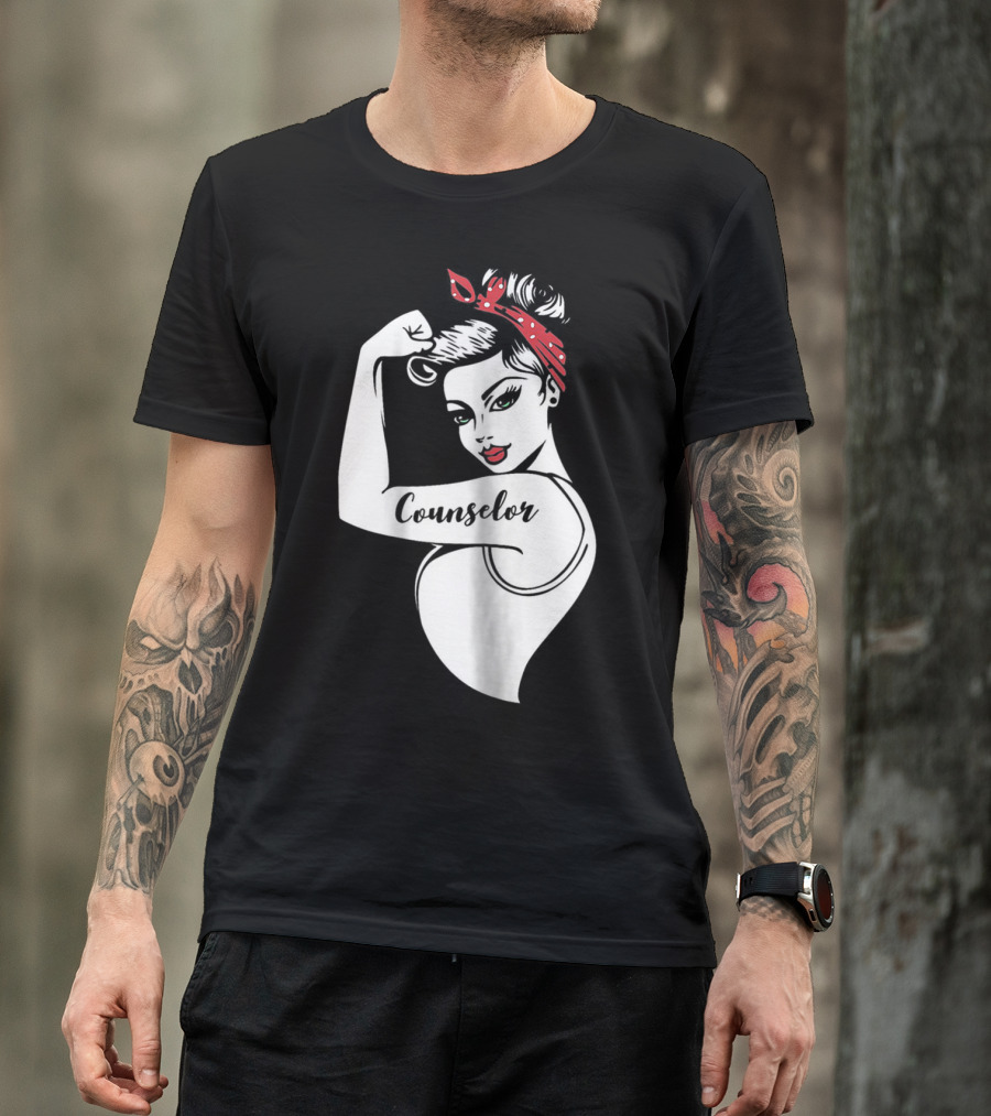 Counselor Strong Girl Mom Rosie The Riveter 42 T-Shirt