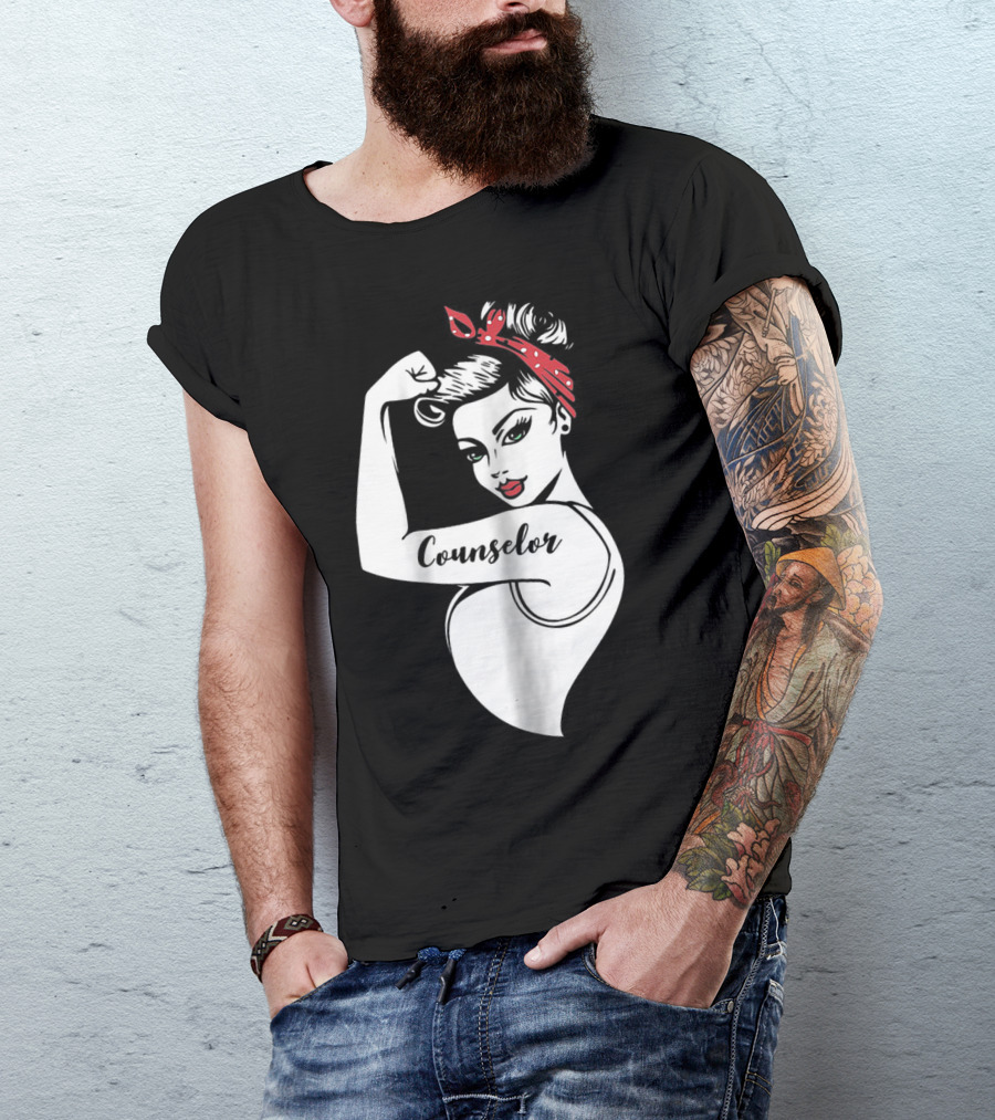 Counselor Strong Girl Mom Rosie The Riveter 42 T-Shirt