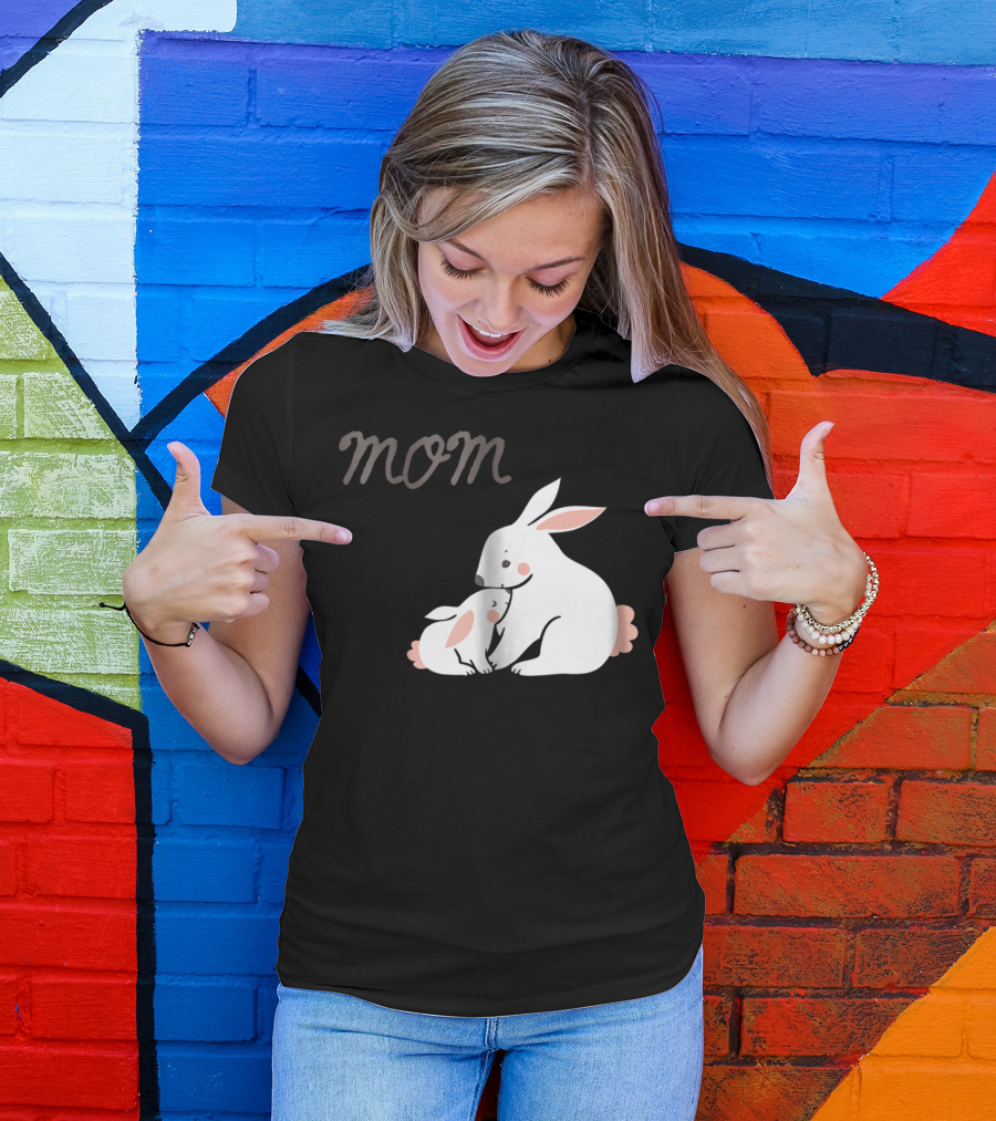 Mom Bunny And Child Hugging T-Shirt