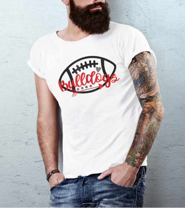 Bulldogs Football Mom Bulldog Mascot With Heart And Arrow T-Shirt