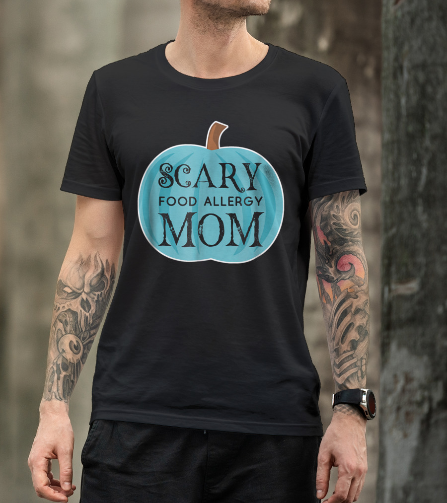 Scary Food Allergy Mom Blue Pumpkin Halloween T-Shirt