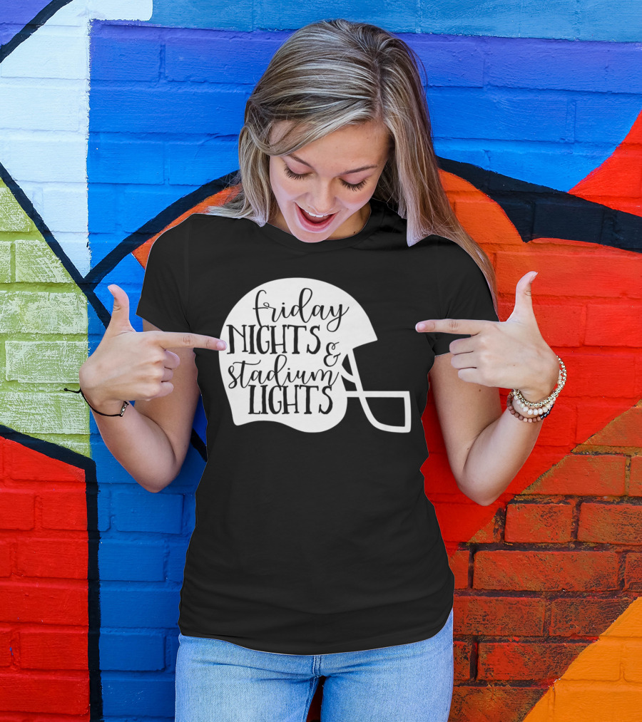 Friday Nights Stadium Lights Football Helmet Mom Mama Fan 3 T-Shirt