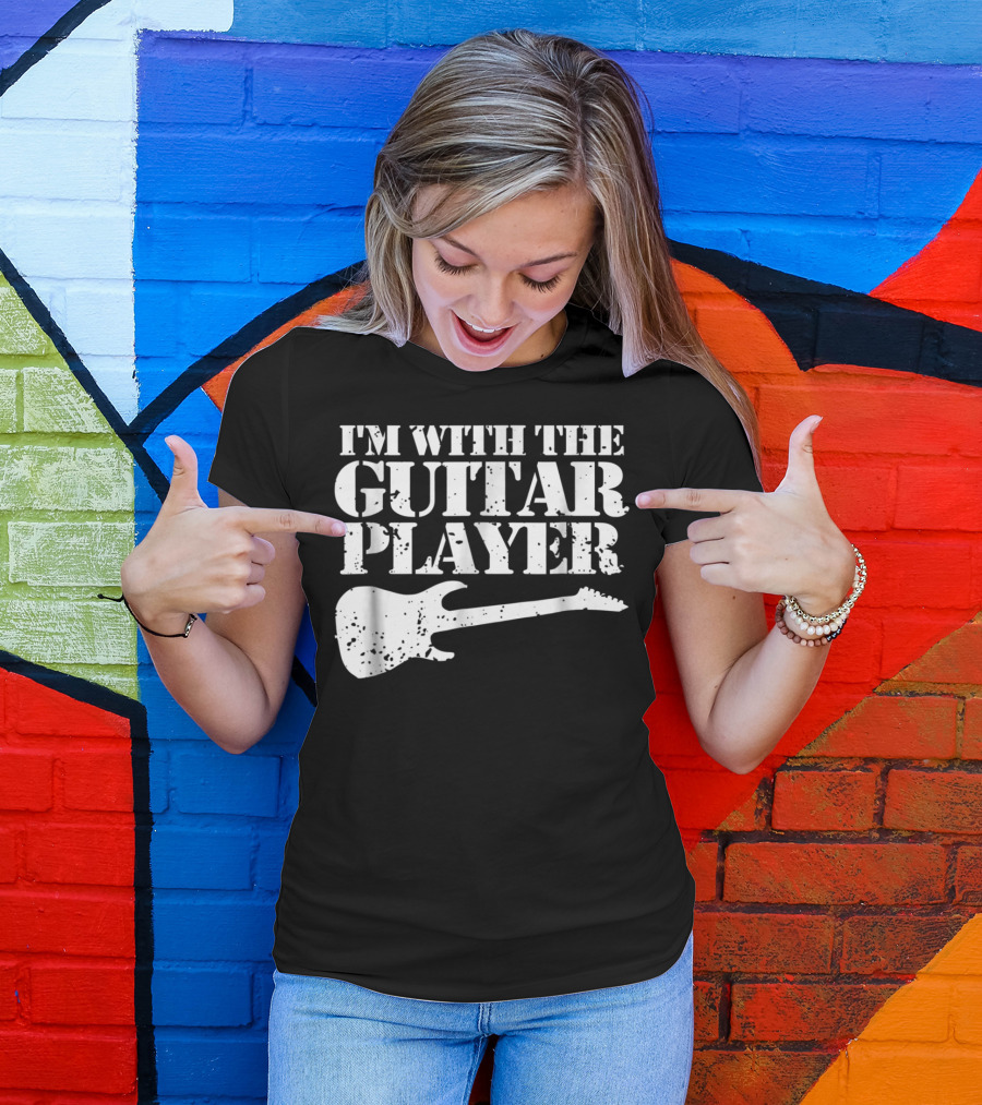 I'm With The Guitar Player Funny Cool Musician Wife Mom Dad8 T-Shirt