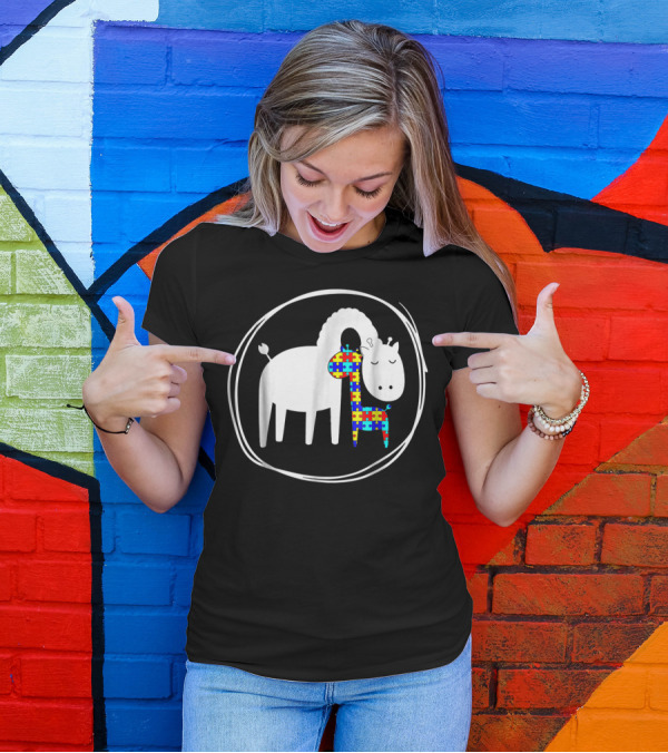 Giraffe Autism Puzzle Piece Giraffe Lover Autism Awareness T-Shirt