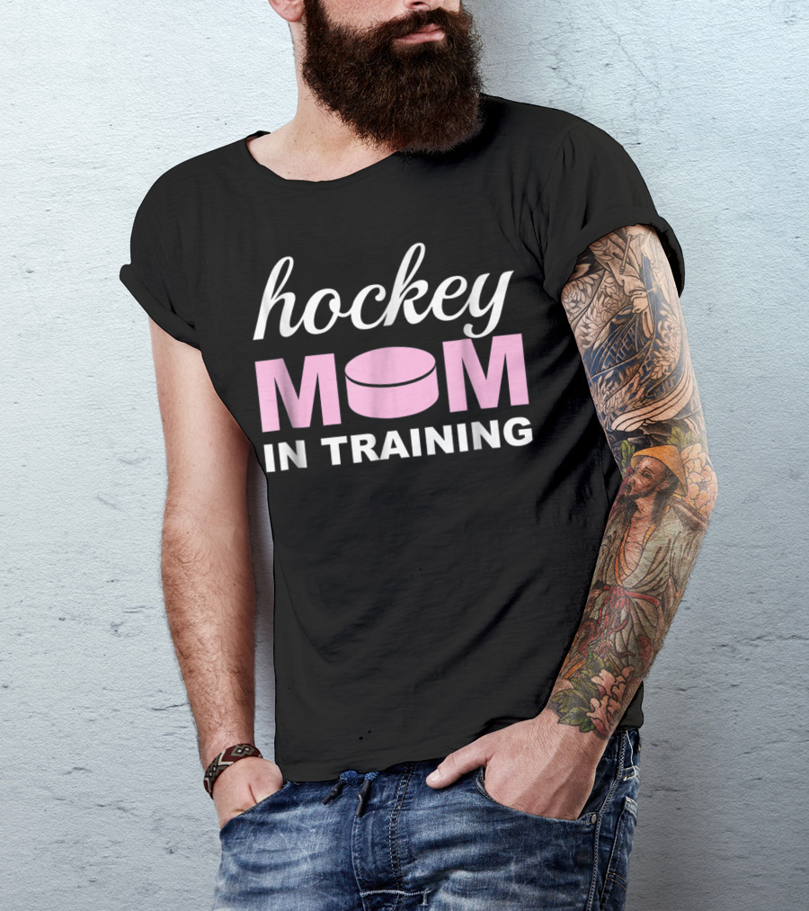 Hockey MOM In Training With Pink Puck T-Shirt