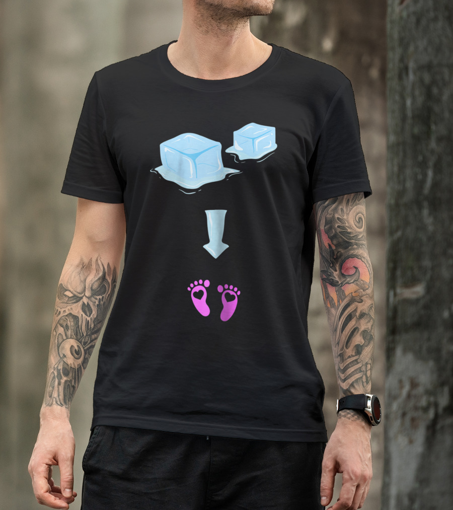 Ice Ice Girls Pregnancy Announcement Mom Of Girls Ice Cubes Baby Feet T-Shirt