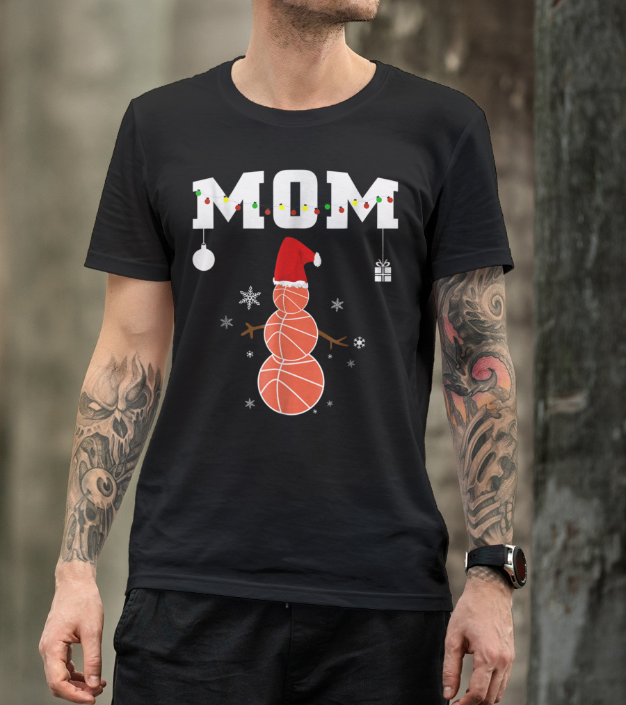 Basketball Mom Snowman Christmas Family Matching Holiday 90s T-Shirt