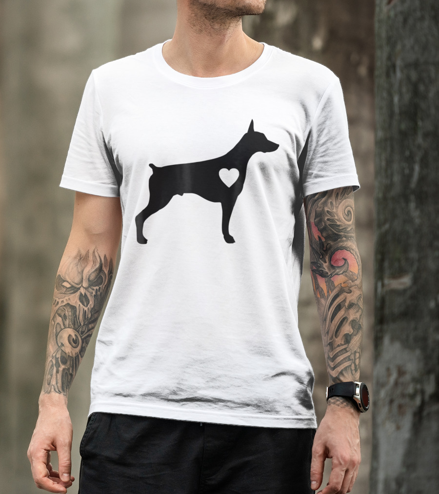 Doberman Heart Love Silhouette Dog Mom90 T-Shirt