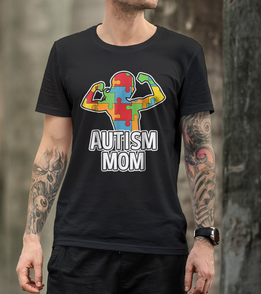 Autism Mom Puzzle Piece Awareness T-Shirt