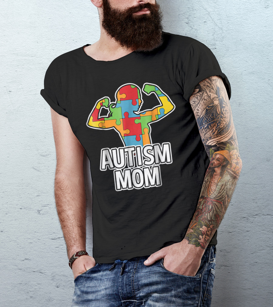 Autism Mom Puzzle Piece Awareness T-Shirt
