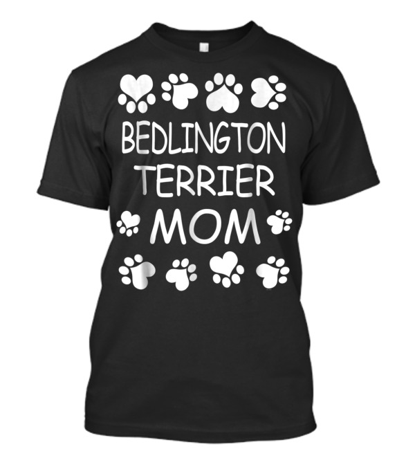 Bedlington Terrier Mom With Hearts And Paw Prints T-Shirt