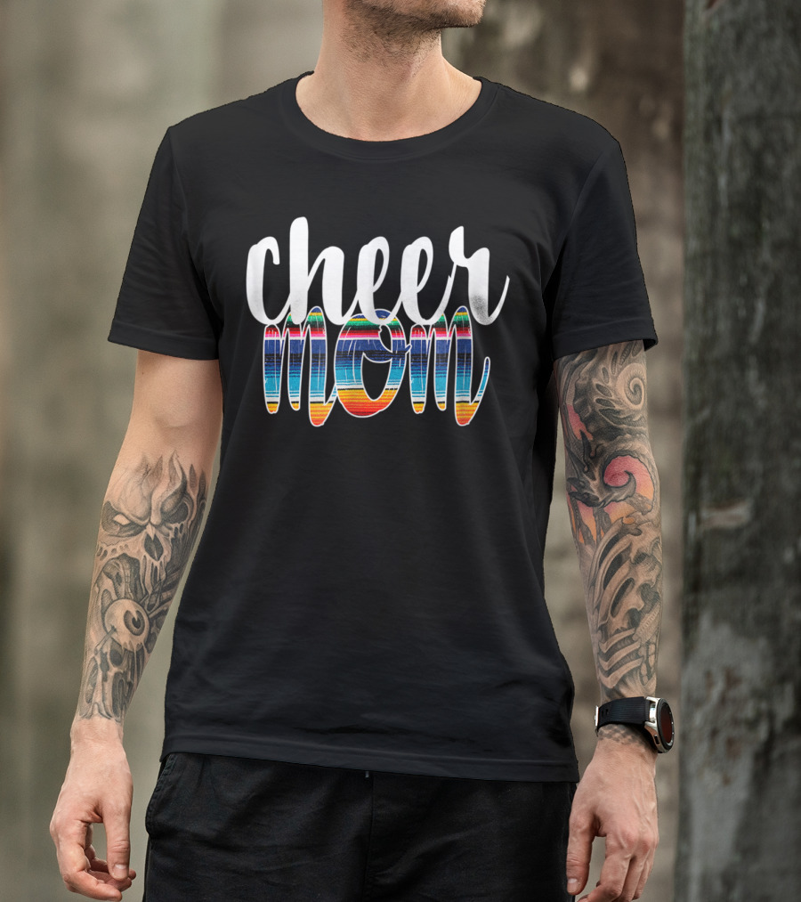 Cheer Mom Colorful Serape Print T-Shirt