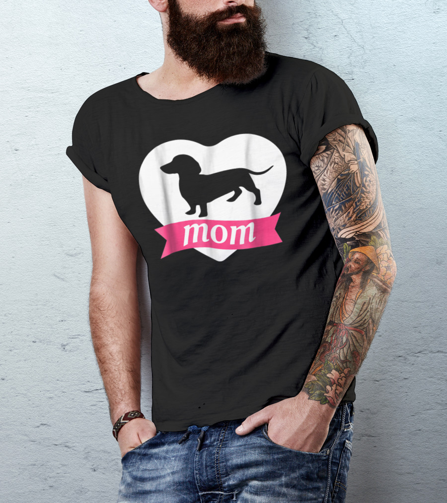 DACHSHUND MOM Heart Silhouette Vintage Fleece T-Shirt
