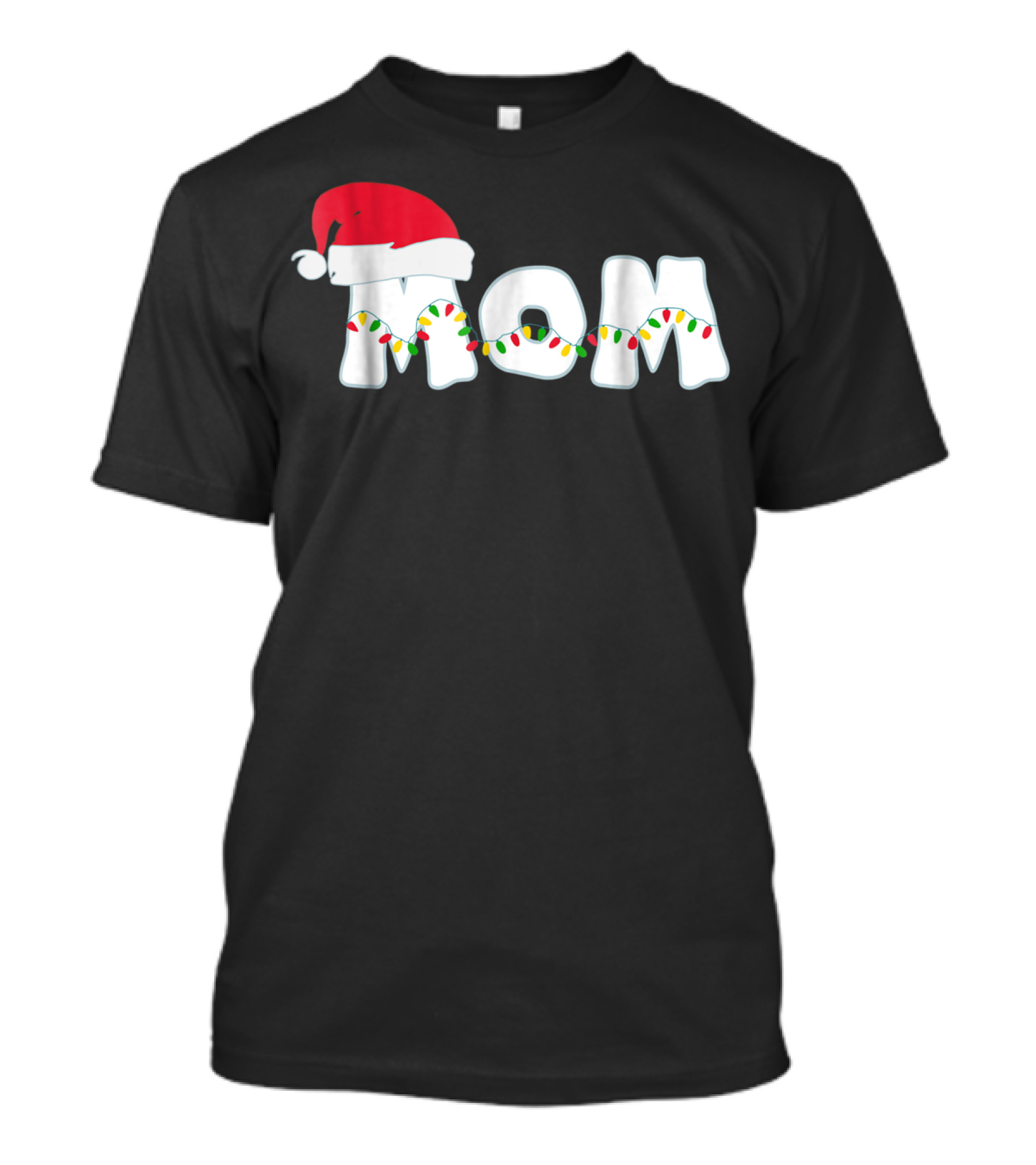 Mom Christmas Family Matching Santa Hat Light Decorations T-Shirt