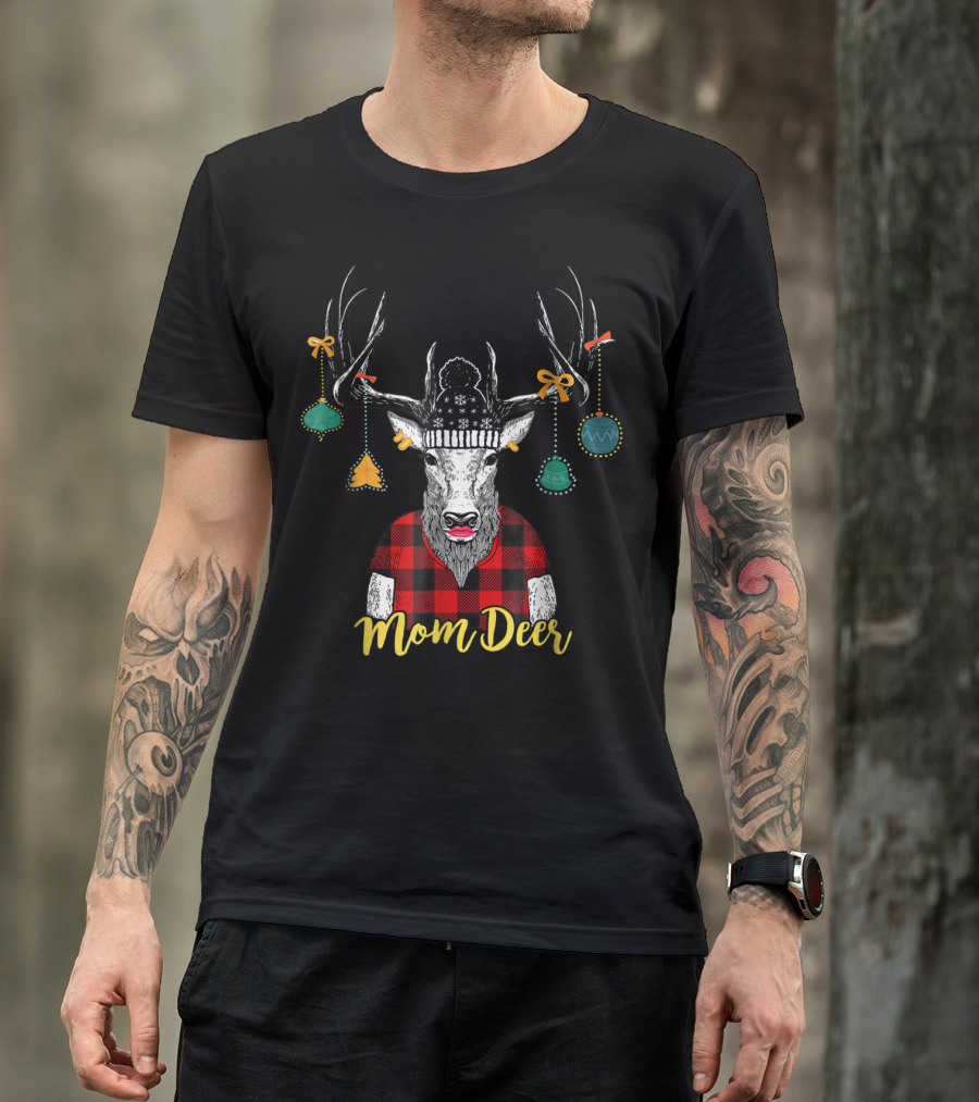 Mom Deer Christmas Plaid Noel Xmas Apparel16 T-Shirt