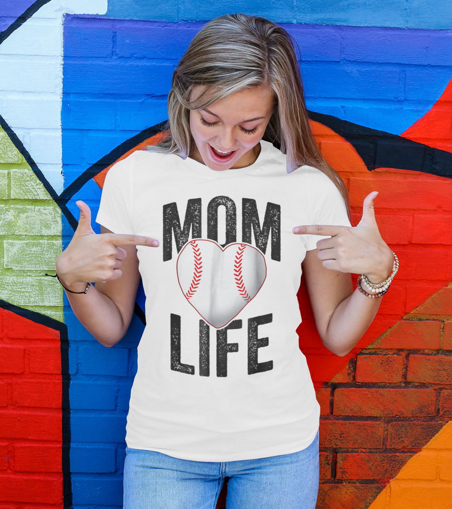 Mom Life Baseball Heart Mother Mama Player Team Heart25 T-Shirt
