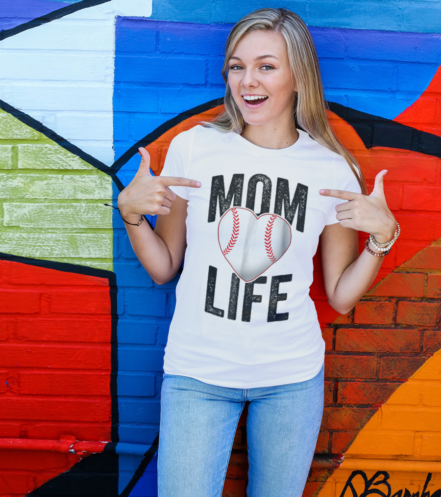 Mom Life Baseball Heart Mother Mama Player Team Heart25 T-Shirt