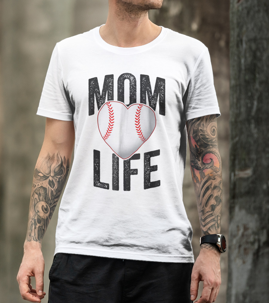 Mom Life Baseball Heart Mother Mama Player Team Heart25 T-Shirt