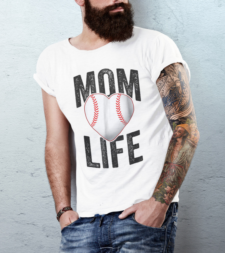 Mom Life Baseball Heart Mother Mama Player Team Heart25 T-Shirt