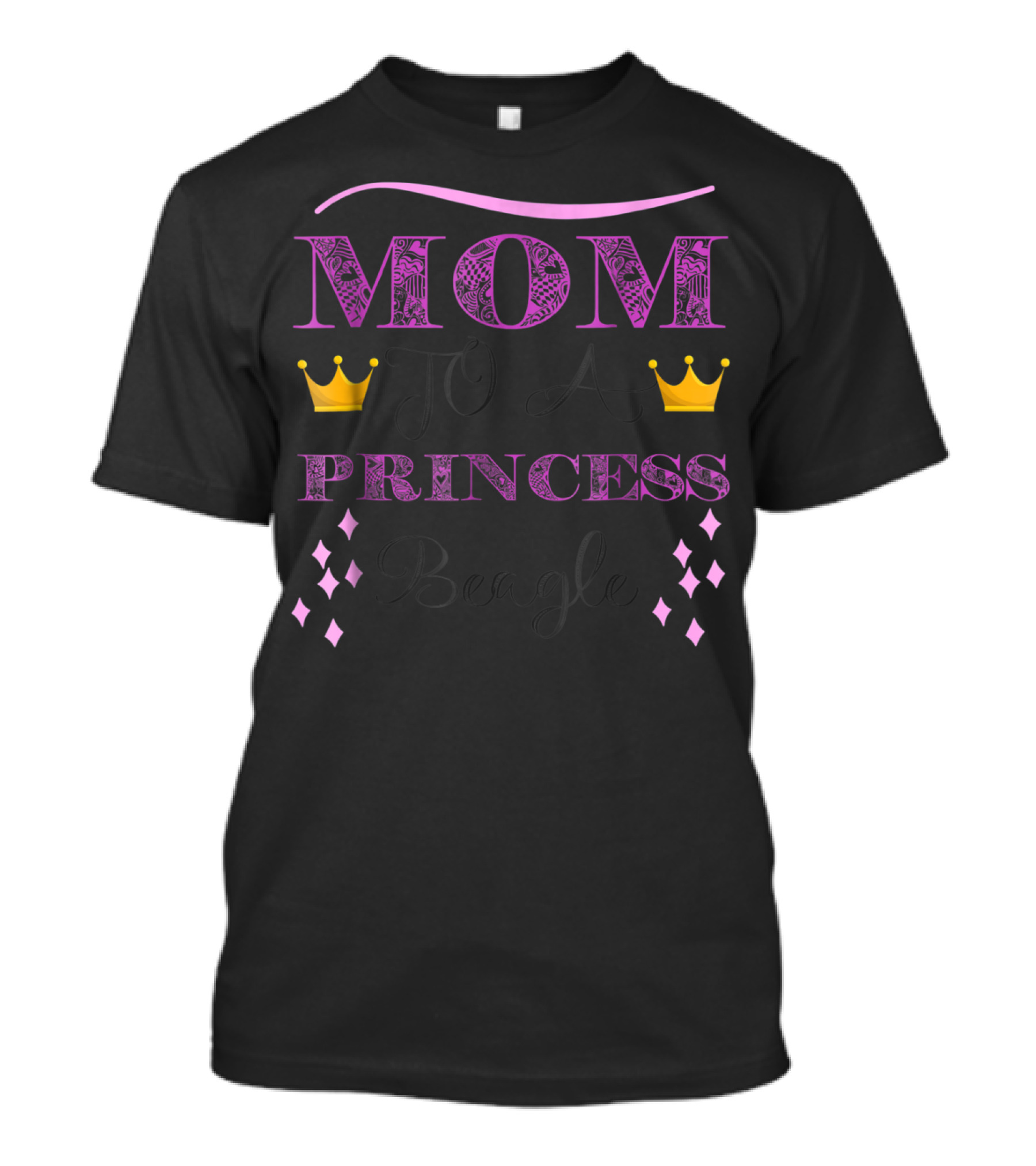 Mom To A Princess Beagle With Crowns And Pink Accents T-Shirt