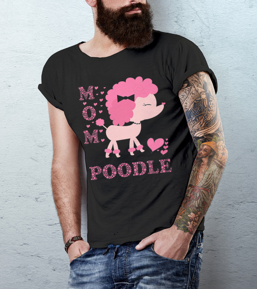 POODLE MOM DOG HEARTS BOW T-Shirt