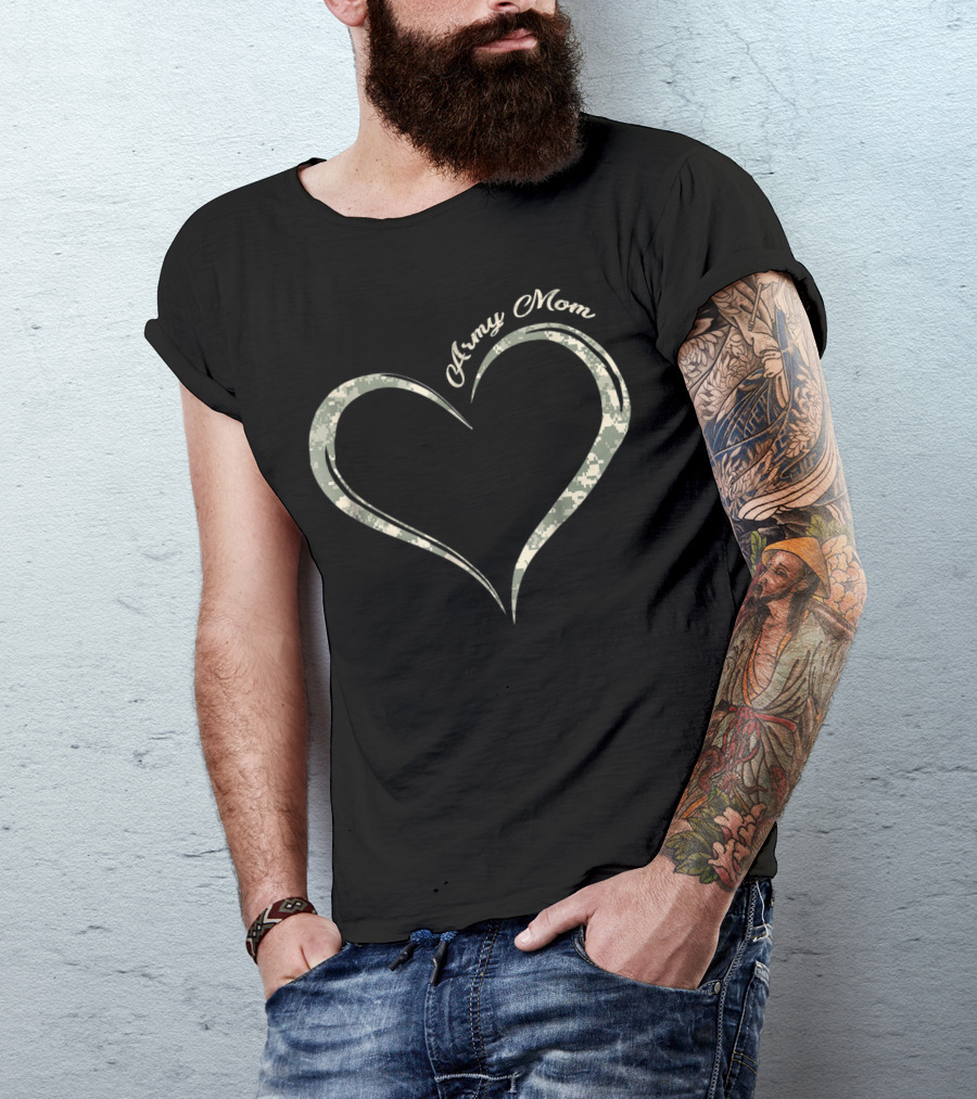 Army Mom Camo Heart T-Shirt
