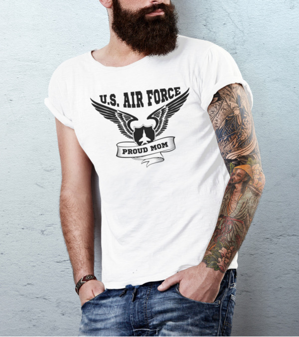 U.S. Air Force Proud Mom Winged Emblem T-Shirt