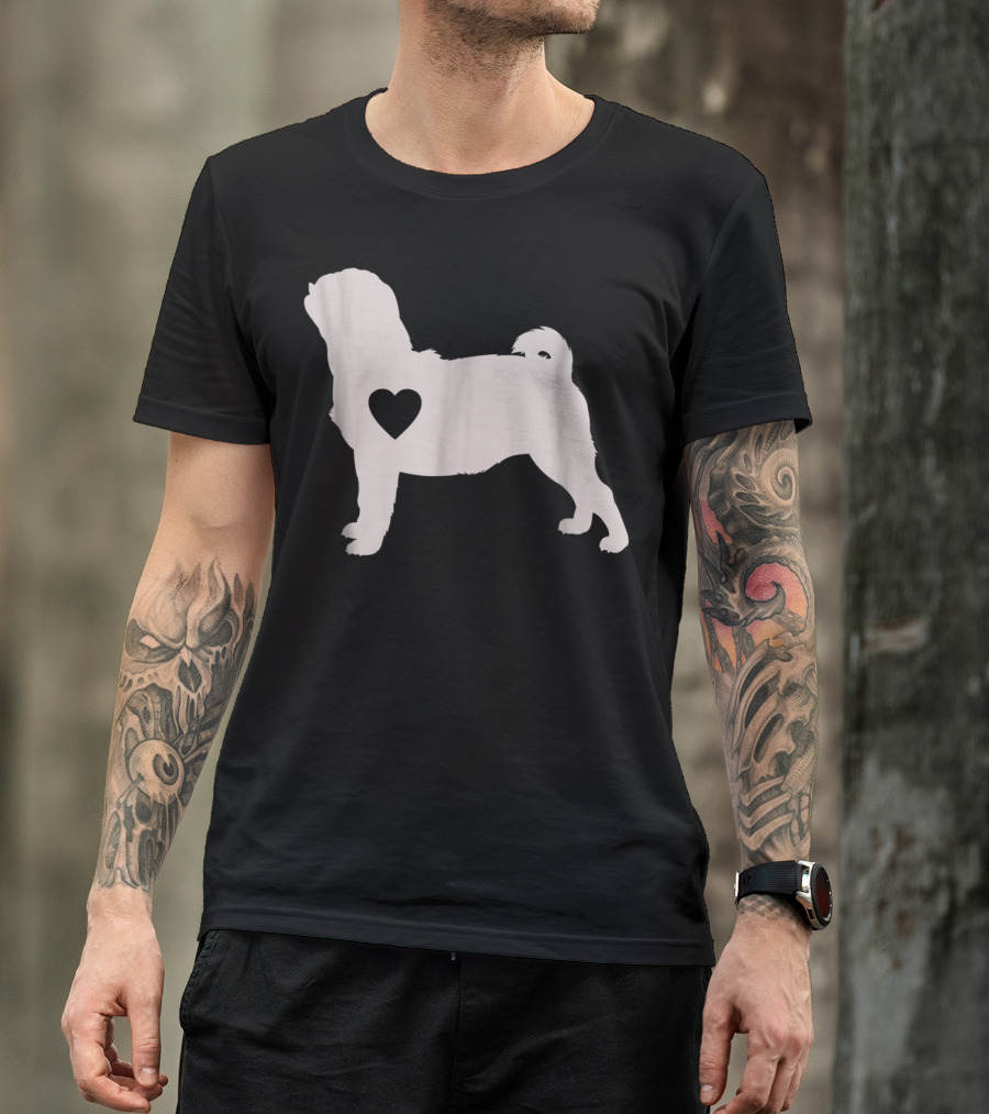 Pug Love Heart Silhouette Dog Idea Pug Dog T-Shirt