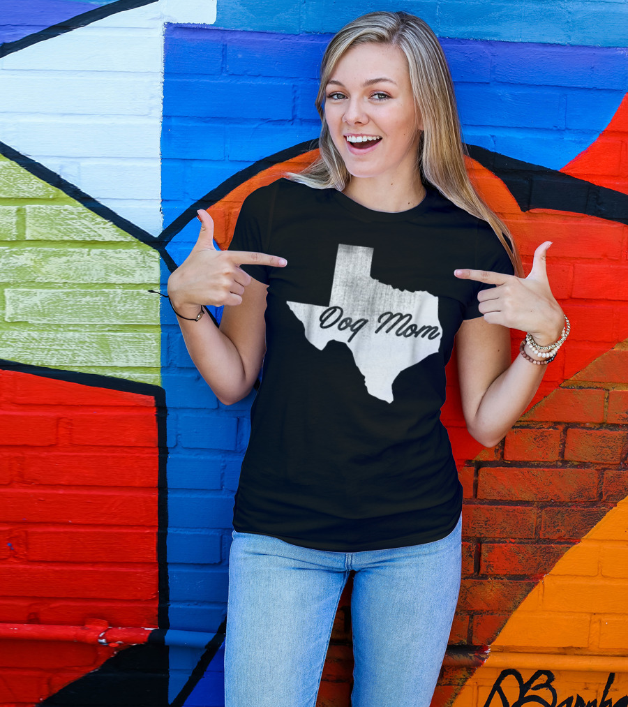 Texas State Dog Mom TX Lover Distressed Map T-Shirt