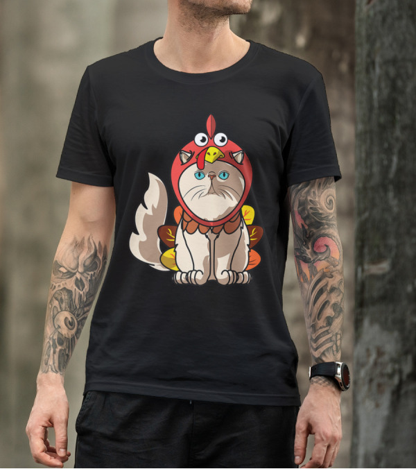 Thanksgiving Persian Mom Cat In Turkey Costume Greetings T-Shirt