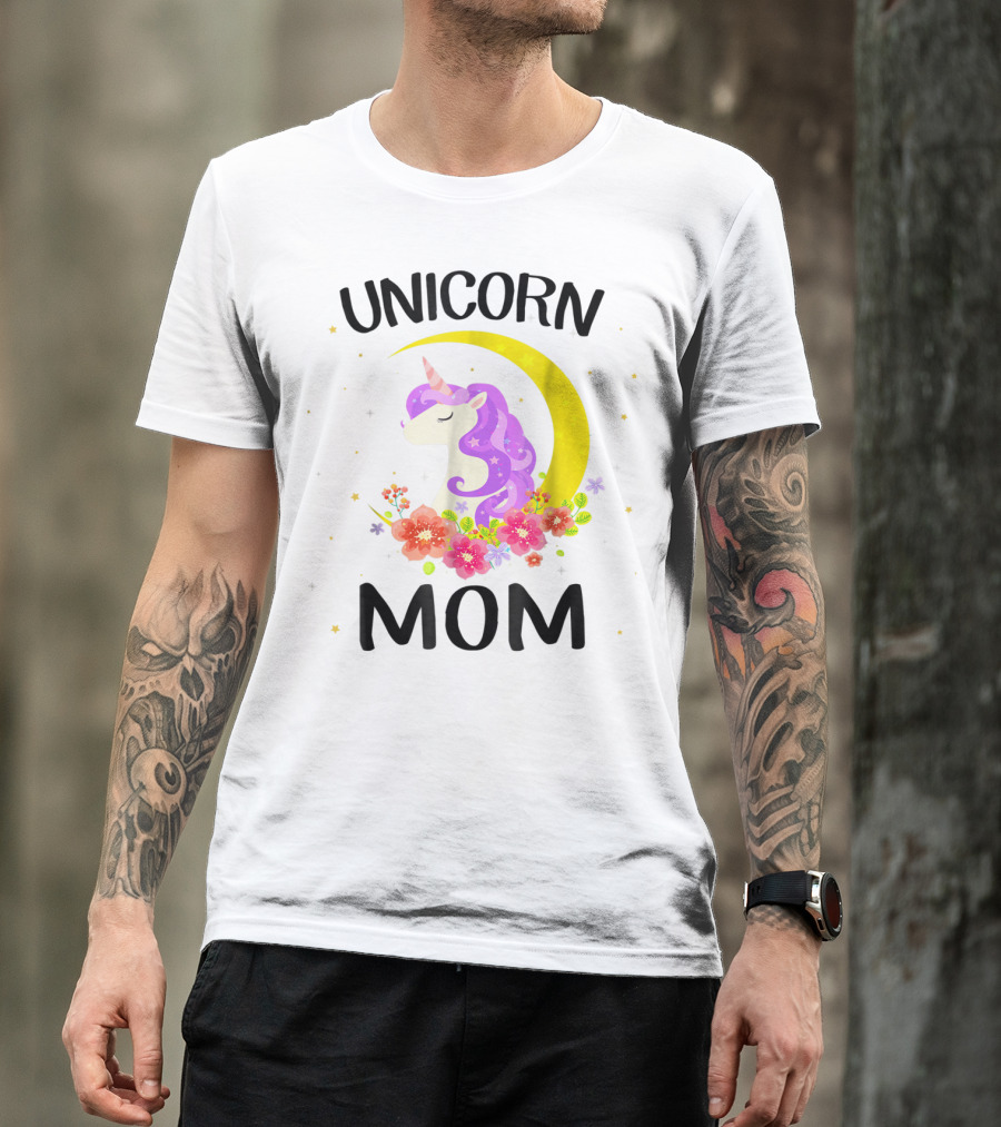 Unicorn Mom Moon Floral Magic T-Shirt