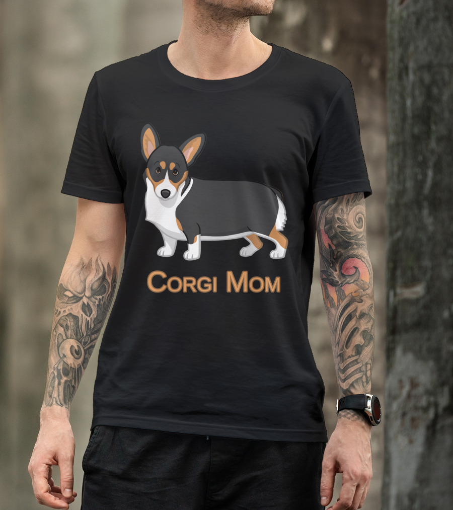 Corgi Mom Cute Black Tricolor Pembroke Dog Lovers T-Shirt